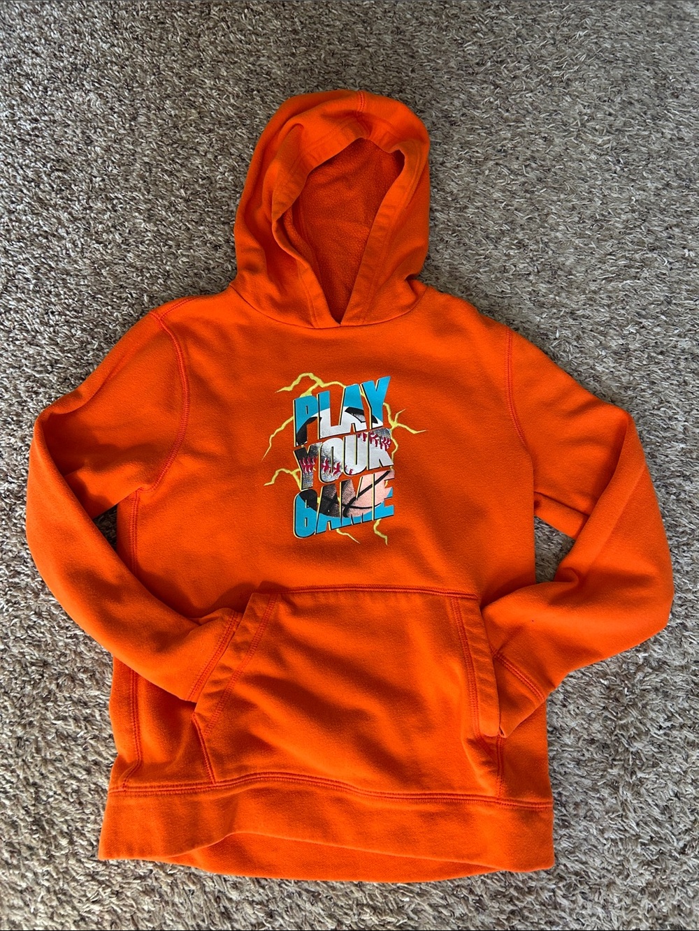 tek gear Orange Graphic Crewneck Hoodie - Play Your Game Print